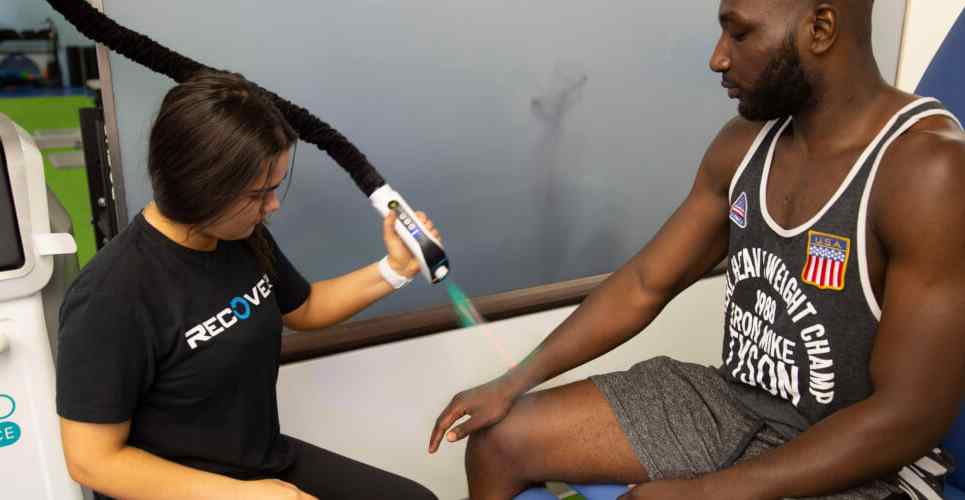 male athletes getting treated with Local Cryotherapy